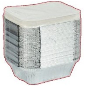 Disposable container with lid, aluminum, 850 ml, 21 x 14 x H 4 cm, 50 pcs.